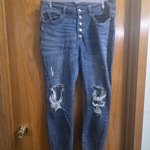 Judy Blue Dark Blue Distressed Skinny Jeans